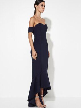 MOSSMAN Lovers Rock Scuba Ribbed Maxi Dress Navy Size US 6